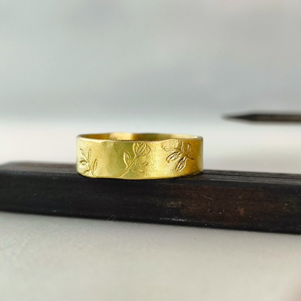 Wedding Ring 14k Yellow Gold Wedding Ring For Women/ Gem